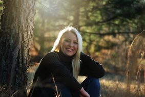 attractive blonde in the forest