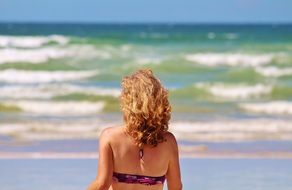 woman swim blond sea indian ocean