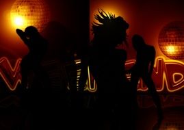 silhouette woman girl movement night dance club