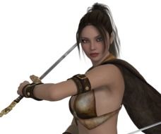 computer image of a warrior woman on white background