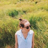 Young girl is on a field