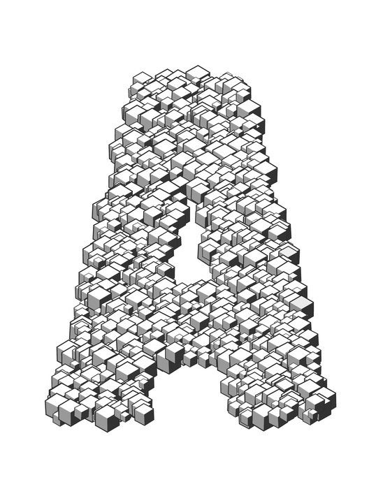 3d boxes in the shape of a letter A