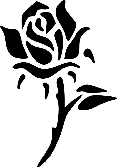 rose flower silhouette black