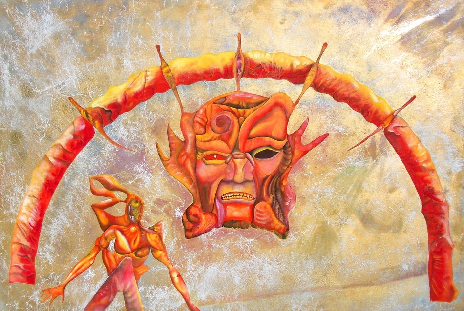 arc red fire yellow volcano head