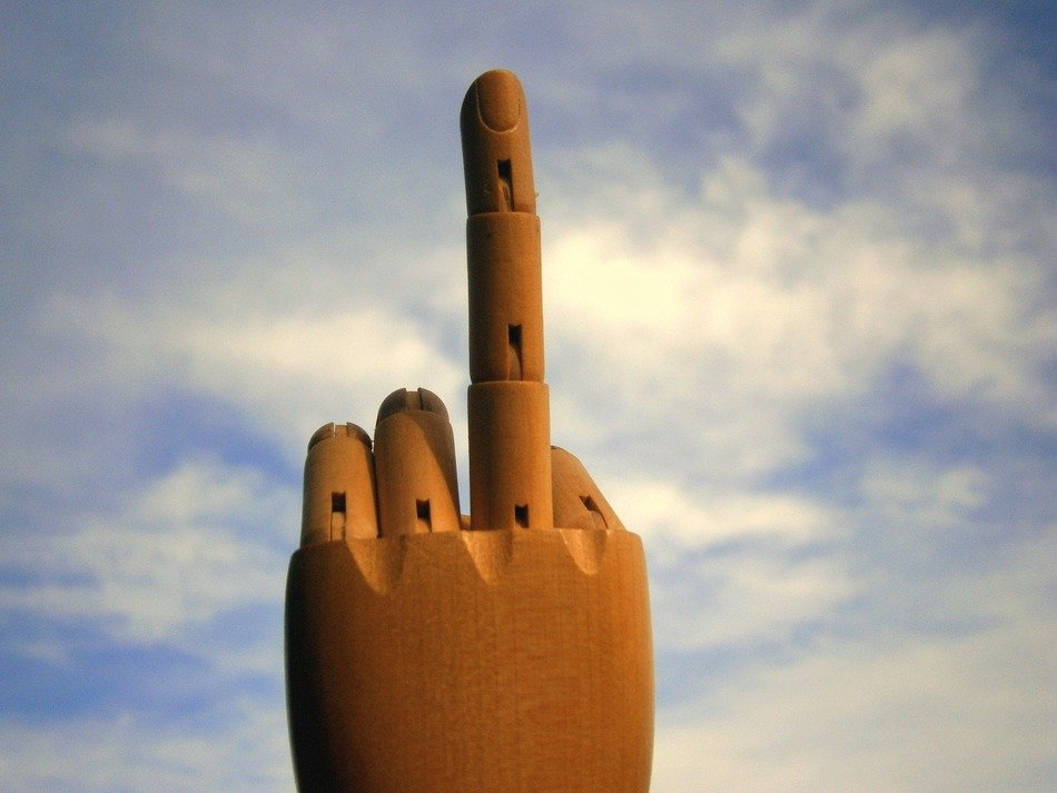 wooden installation of the hand