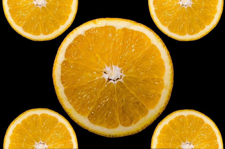 black background with orange slices