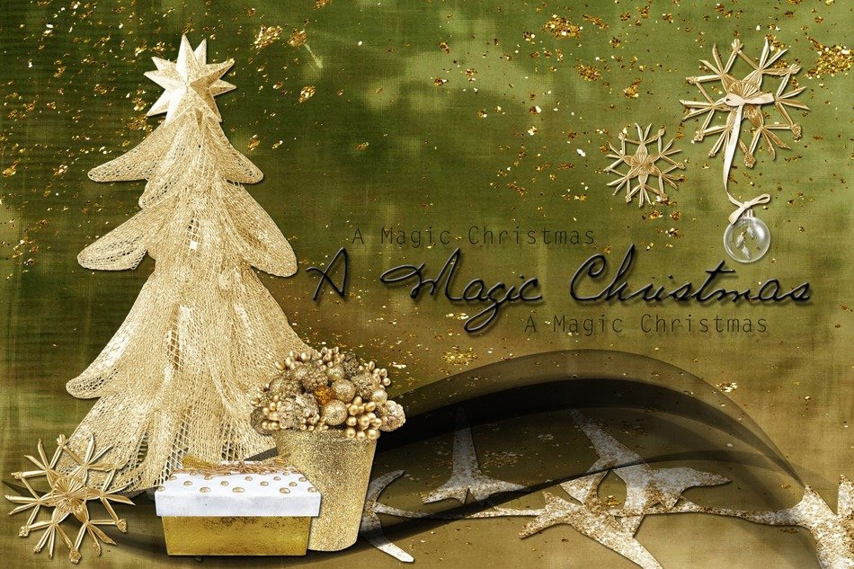 christmas card magic gold