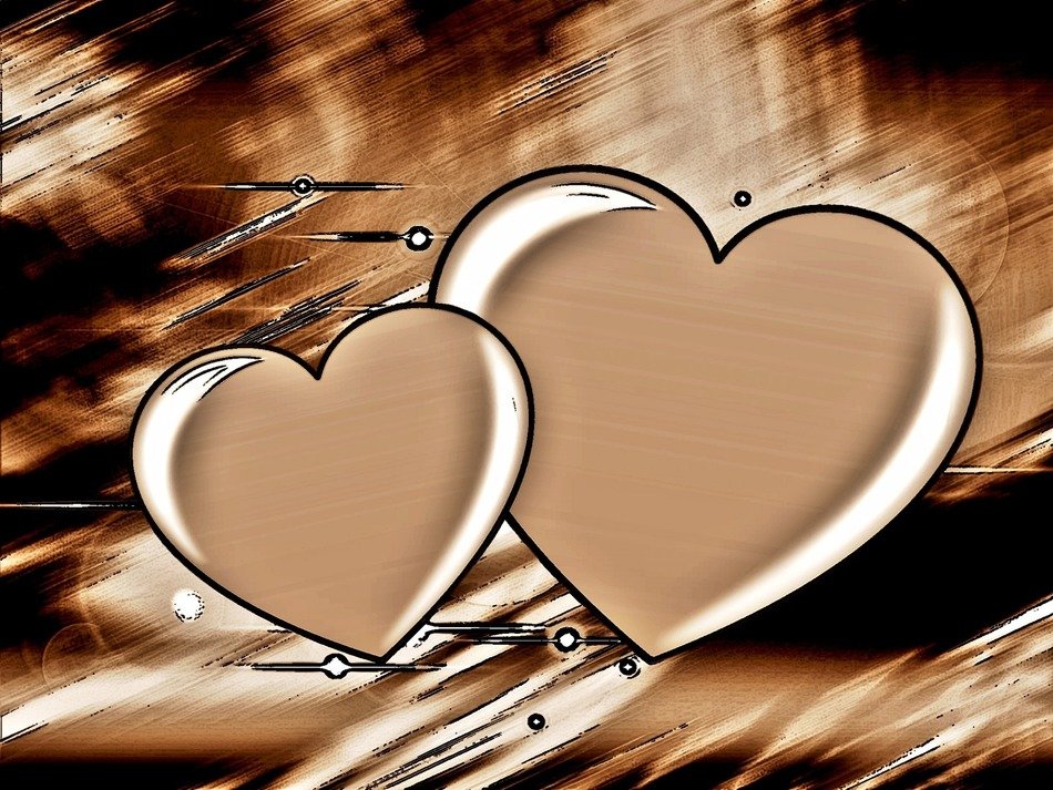 background love heart sepia brown
