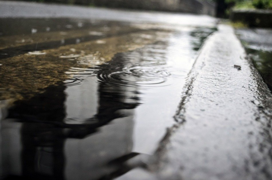 macro puddle rain raindrops