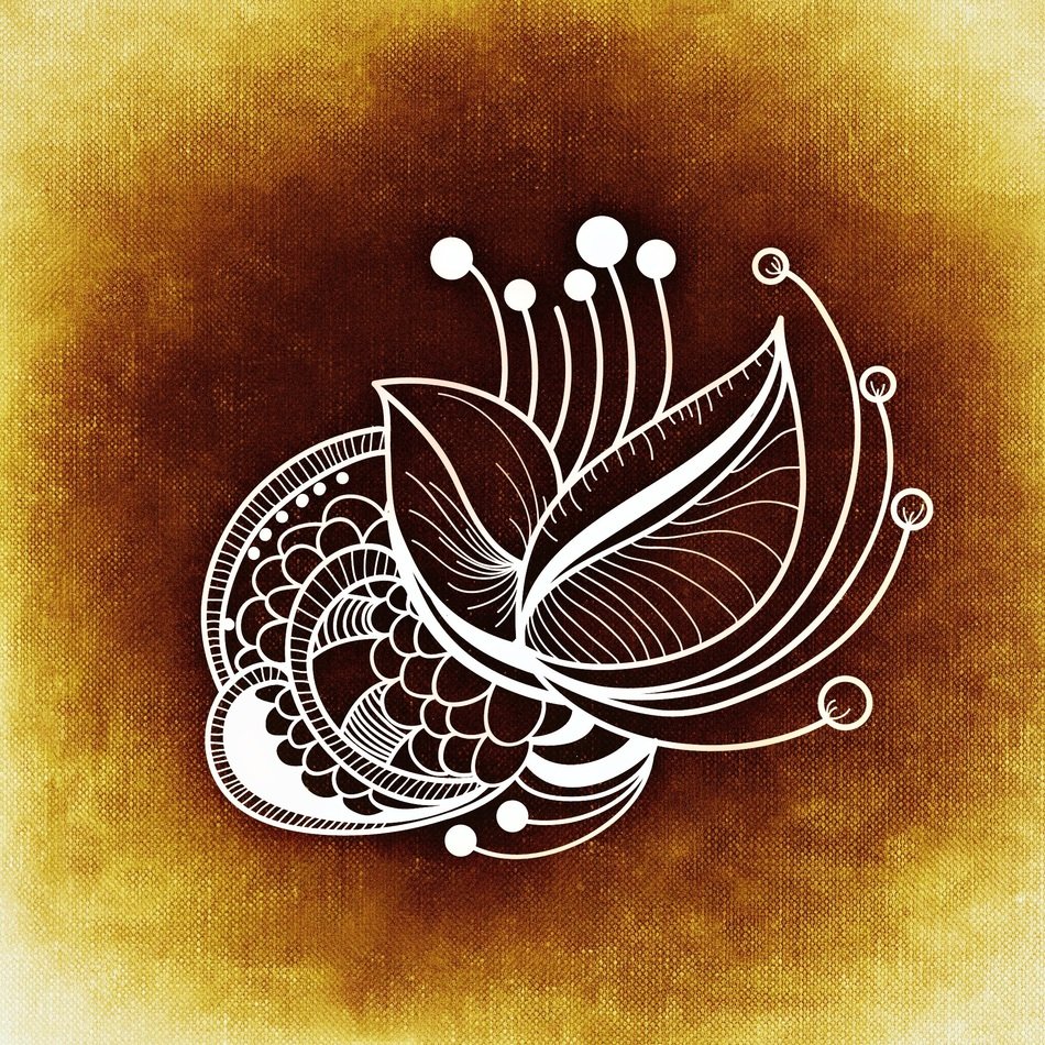 yellow aged background with flower