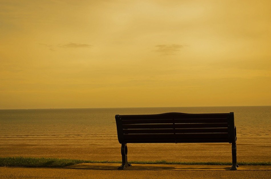 bench sea sepia effect background