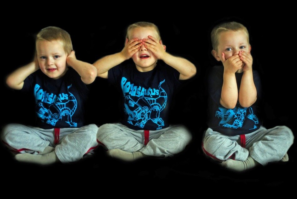 hear see speak child children boy
