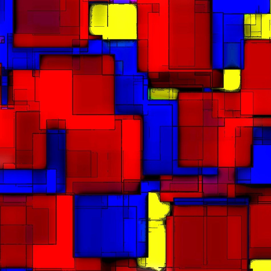 abstract squares design art red