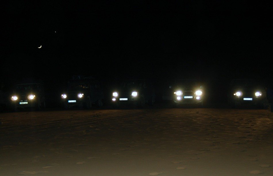 car lights in the desert of marrocco