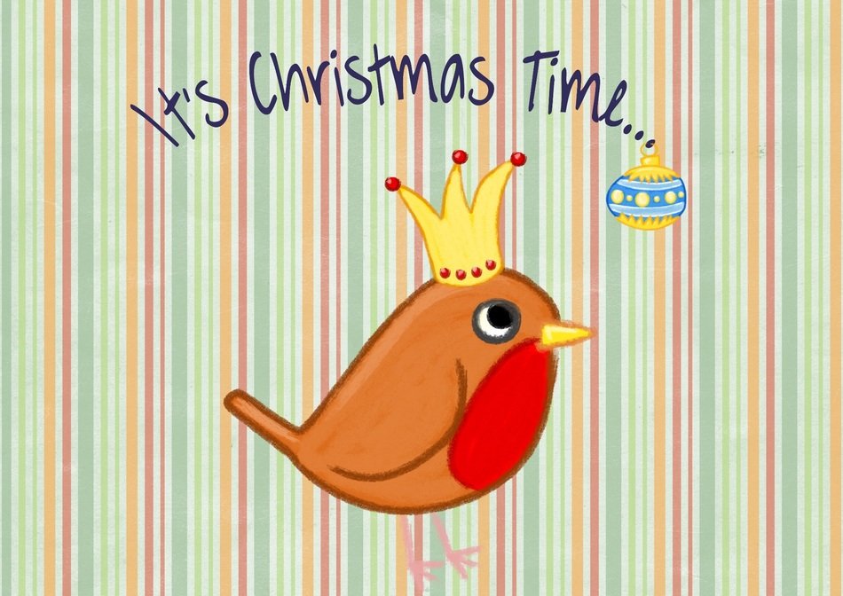 bird christmas card blue modern