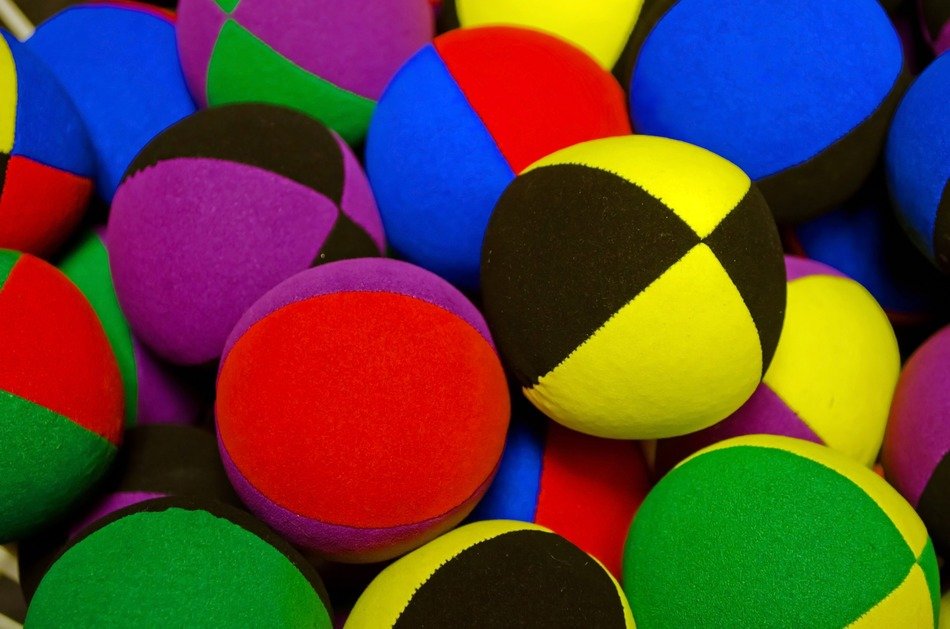 colored balls ball fabric stitched