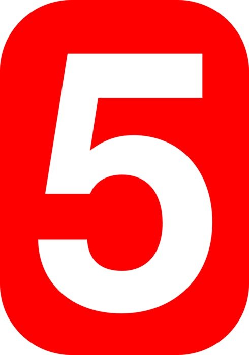 number five 5 rectangle rounded
