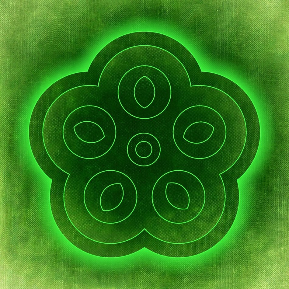 green background with abstract flower