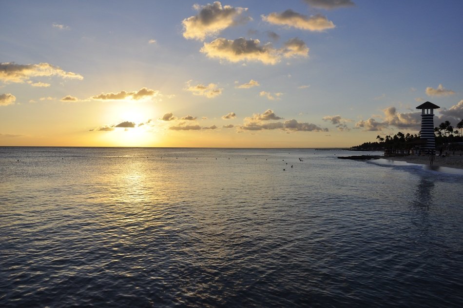sunset dom rep sea blue water