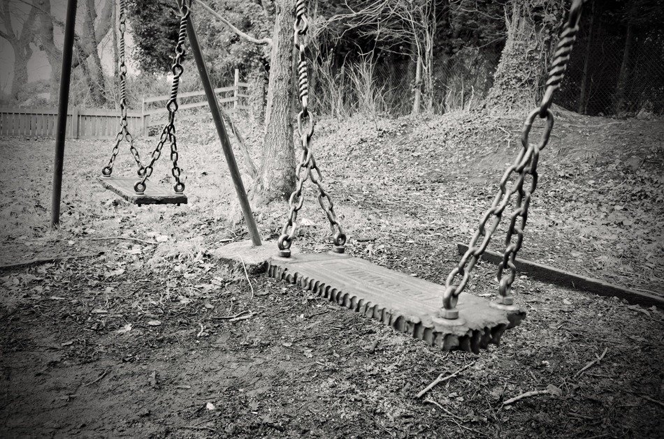 old swing swings abandoned child