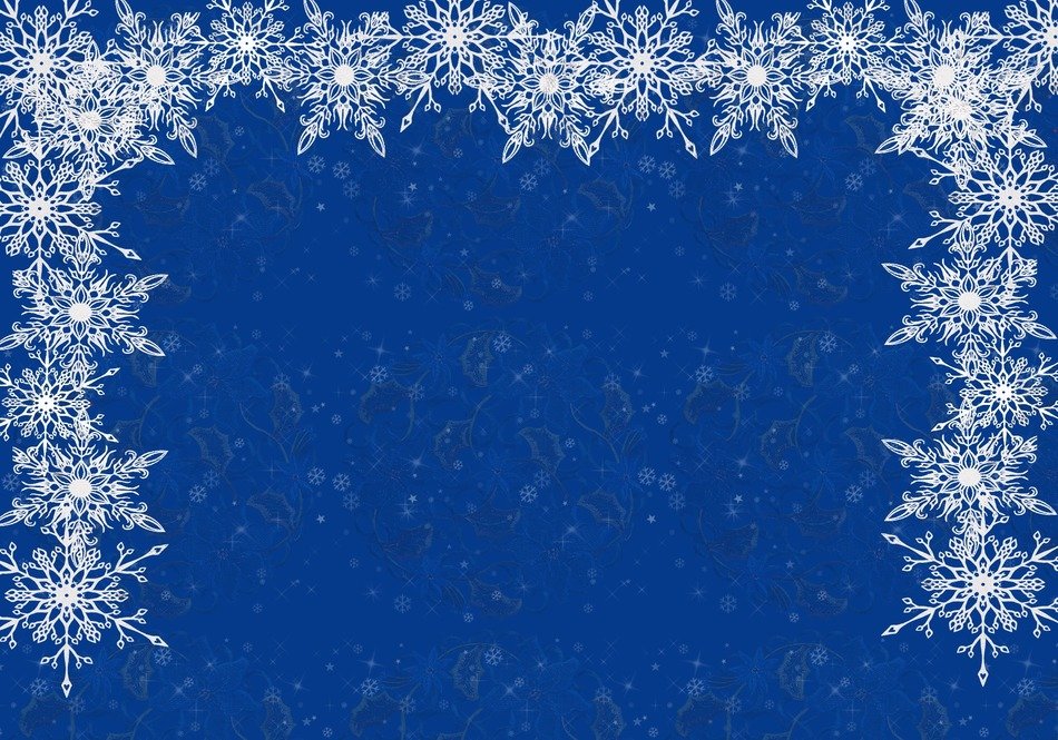 background blue snowflakes frame