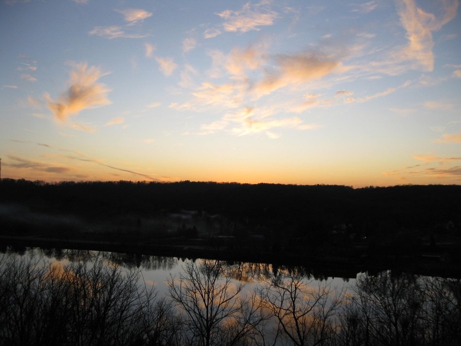 rock river fall sunset
