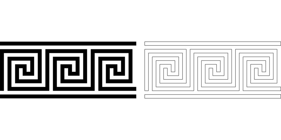 greek meander ancient pattern drawing black white color