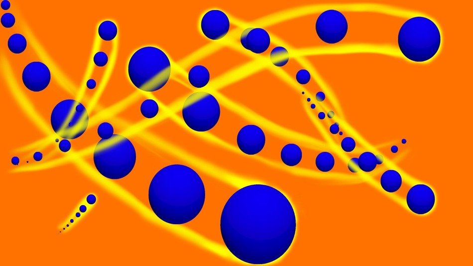 blue circles sphere orange yellow