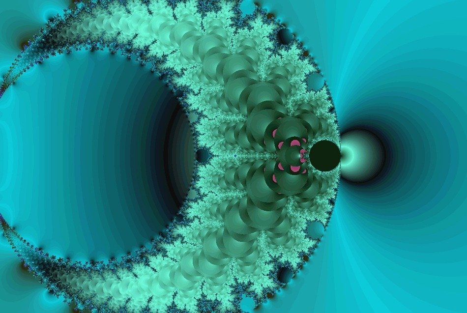 fractal abstract crescent on blue background