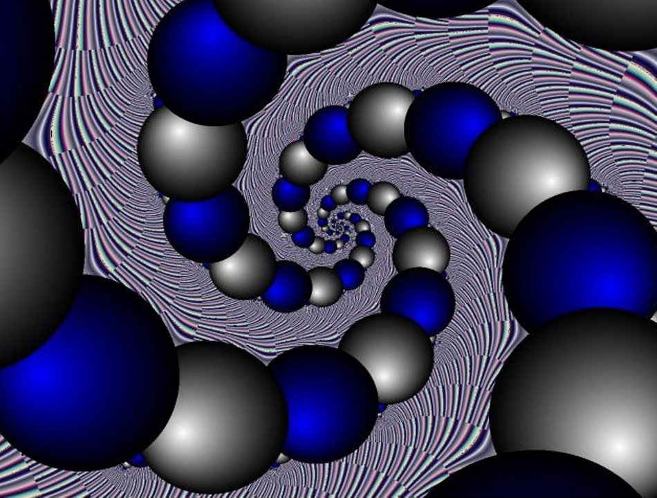 balls circles fractal silver blue