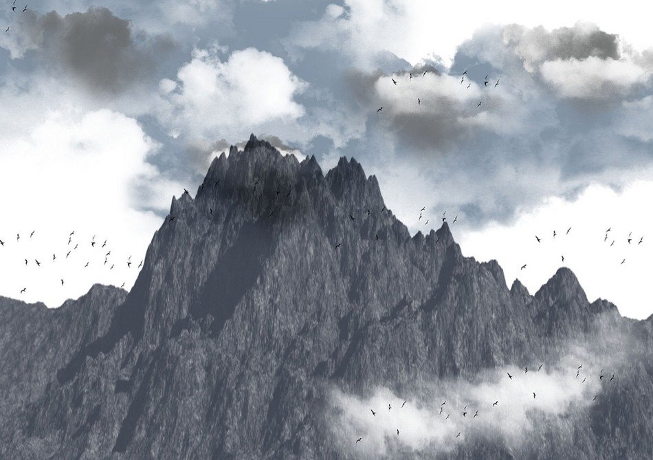 brushes background mountain clouds