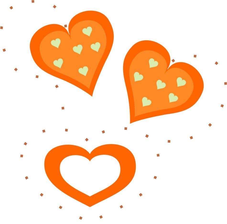 hearts shapes orange three sets