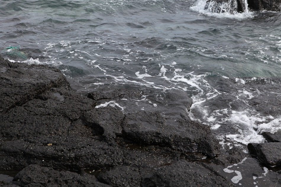 sea basalt jeju island waves blue