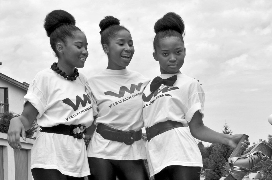 black and white photo of african american girls