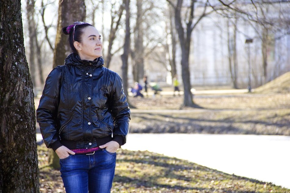 Woman in the park in autumn