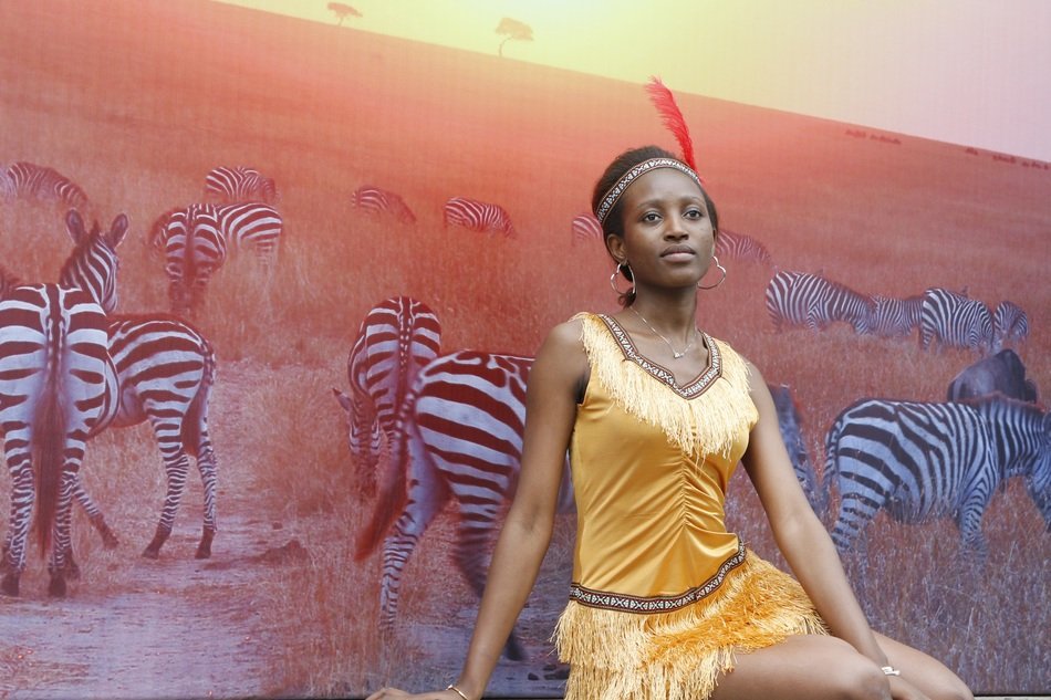 african model on prairie background