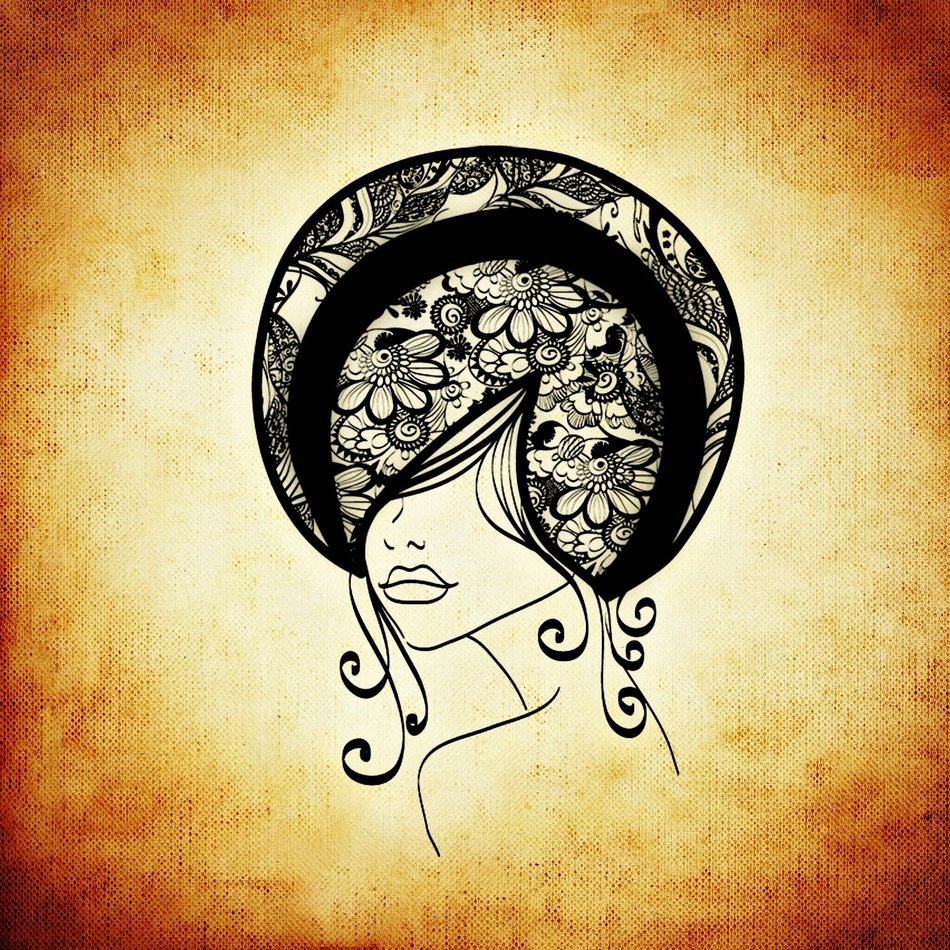 female head with absract hairstyle