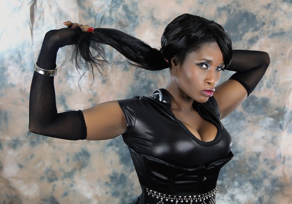 incredibly beautiful girl in leather