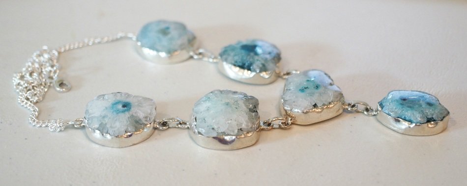 decoration with solar quartz on the table