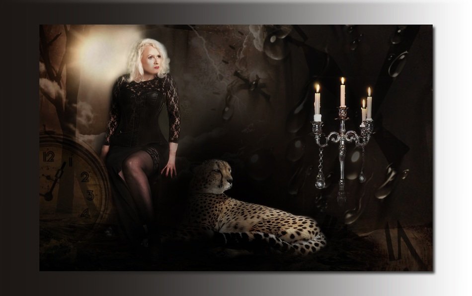 picture of a woman near a leopard