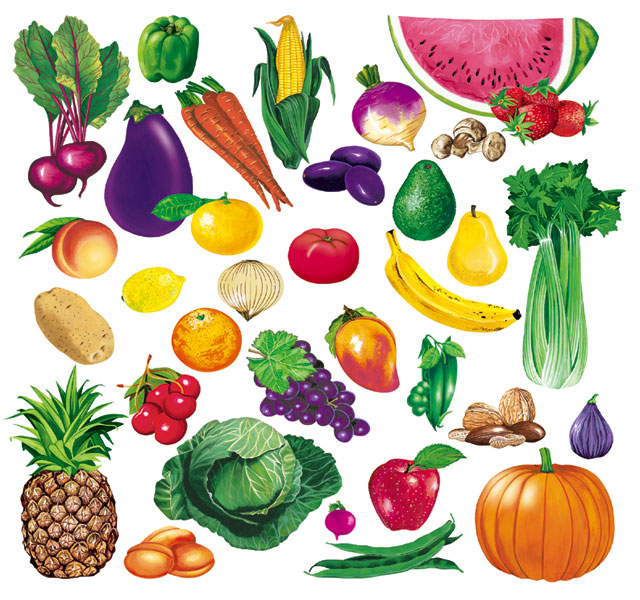 Fruit And Vegetable Cut Outs free image download