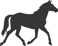 dark gray silhouette of a running horse