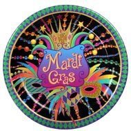 Mardi Gras, colorful print on Dinner Plate