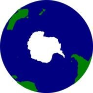 Earth globe with fantasy white continent, drawing
