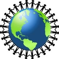 Holding Hands Around World With People