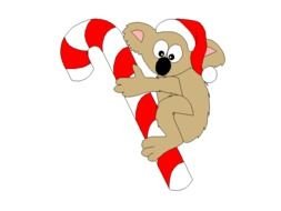 Cartoon koala on Christmas Candy clipart