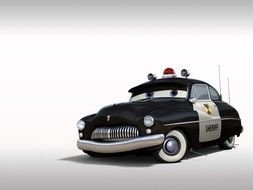 police car as a cartoon character