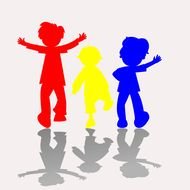 Colored Kids Silhouettes drawing