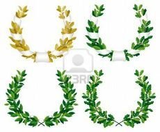 Set Of The Laurel And Oak Wreaths With Green Bronze Leaves Stock
