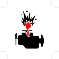 Engine Explosion Warning Danger Attention Black
